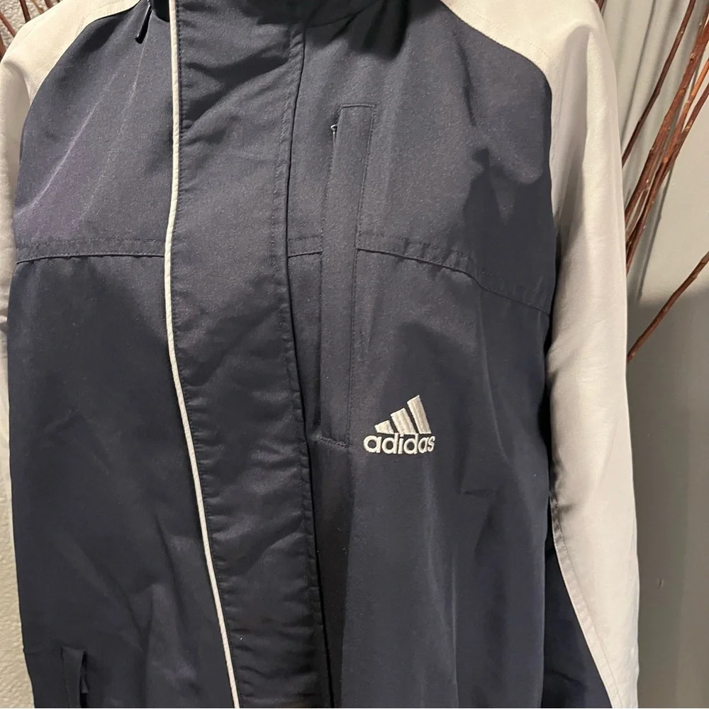 🐠ADIDAS VINTAGE Y2K BLUE TWO TONED FULL ZIP JACKET SIZE MEDIUM🐠